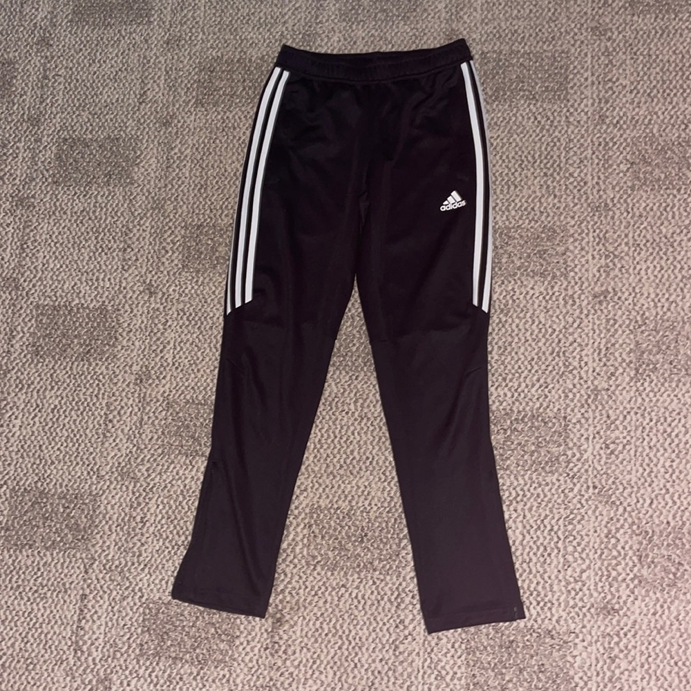 Womens adidas skinny soccer sweatpants sweats 3 stripe with zipper bottoms